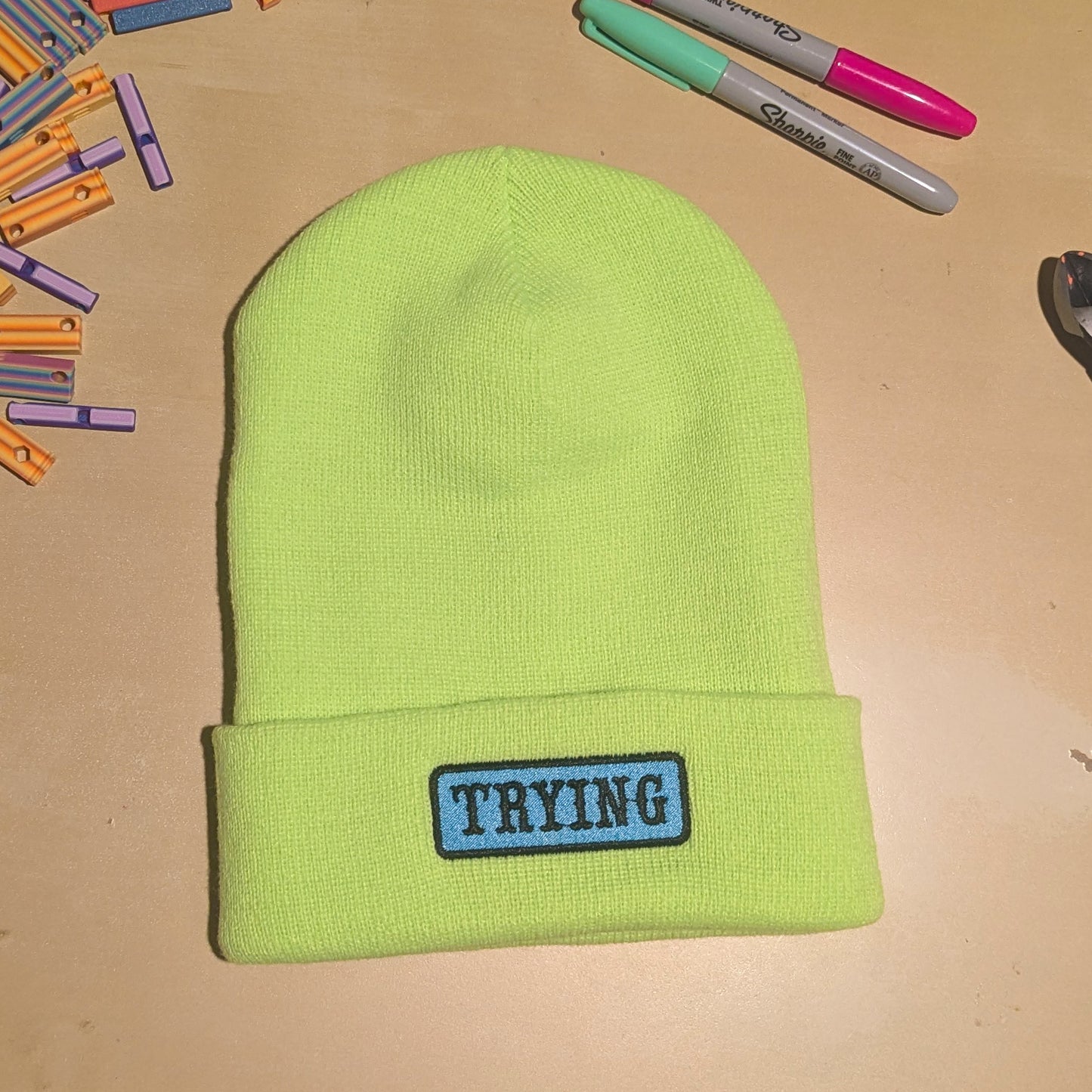SAFETY GREEN TRYING Beanie - Limited Edition